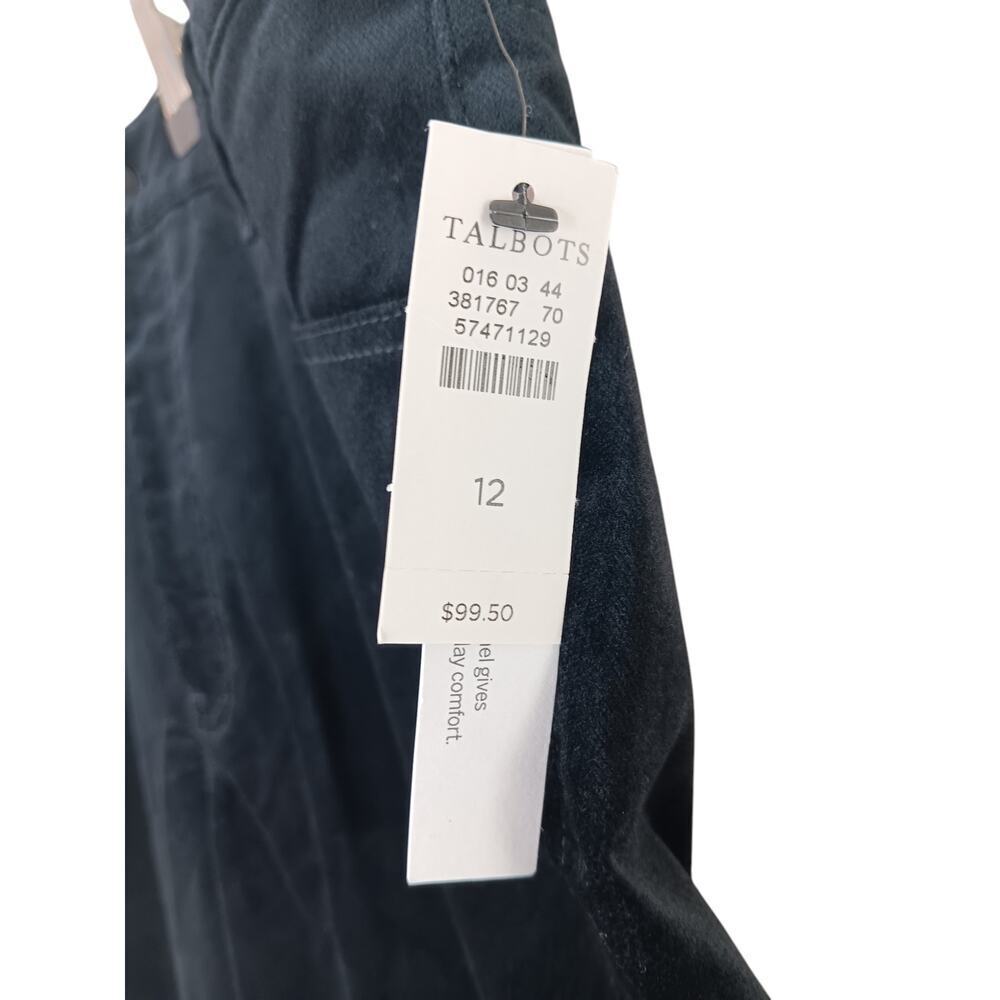 New Talbots Velveteen Straight Leg Pants Black Women’s Size 12 High Waist - Picture 15 of 16
